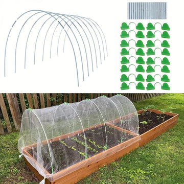 tunnels jardinage mini serres structures argentées clips verts plastique transparent croissance plantes bricolageextérieur support