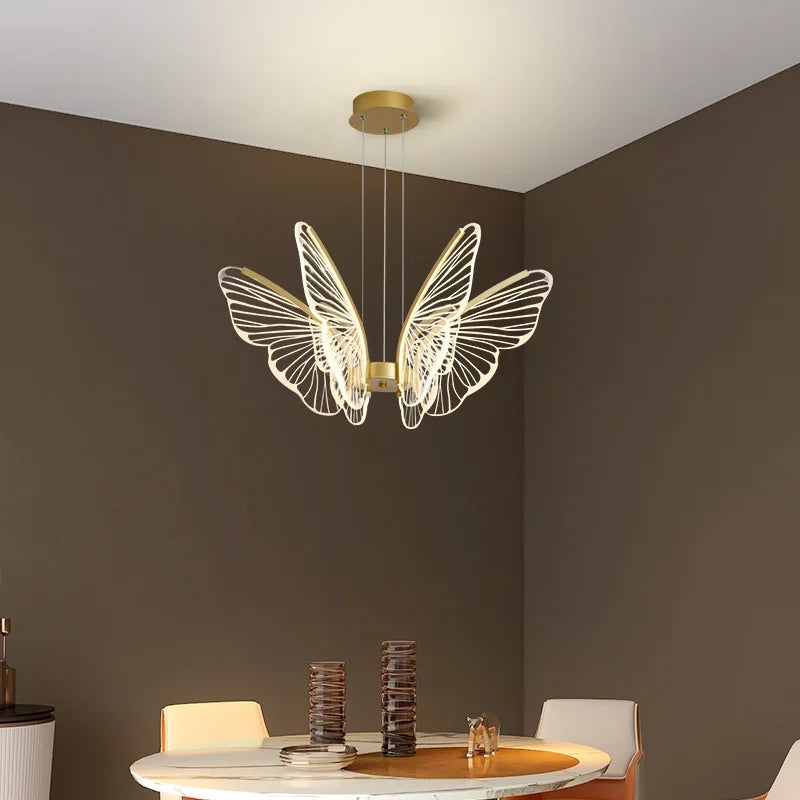 suspension lumineuse moderne or papillon filigrane lumières 90 260V designintérieur étude chambre principal