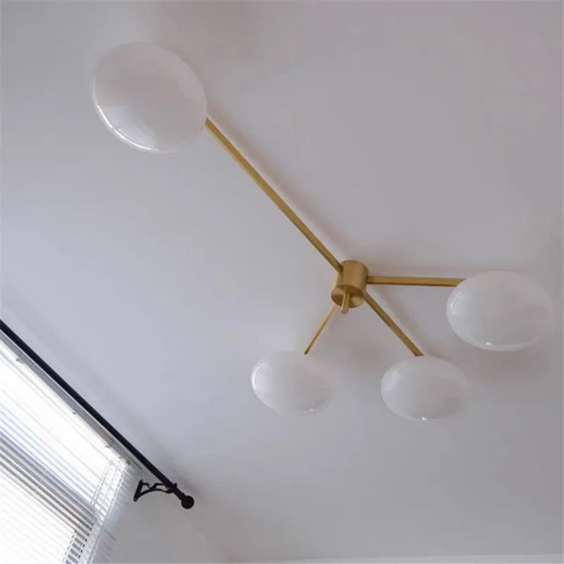 applique murale moderne dorée sphères translucides led touchette interrupteur blanc chambre salon