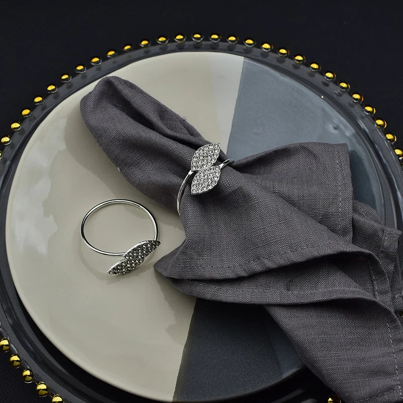 porte serviettes feuilles strass argenté doré élégants mariage banquet table