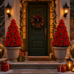 Arbre artificiel Noël rouge fleurs poinsettia classique stake intérieur hiver noël Halloween decoration balcon