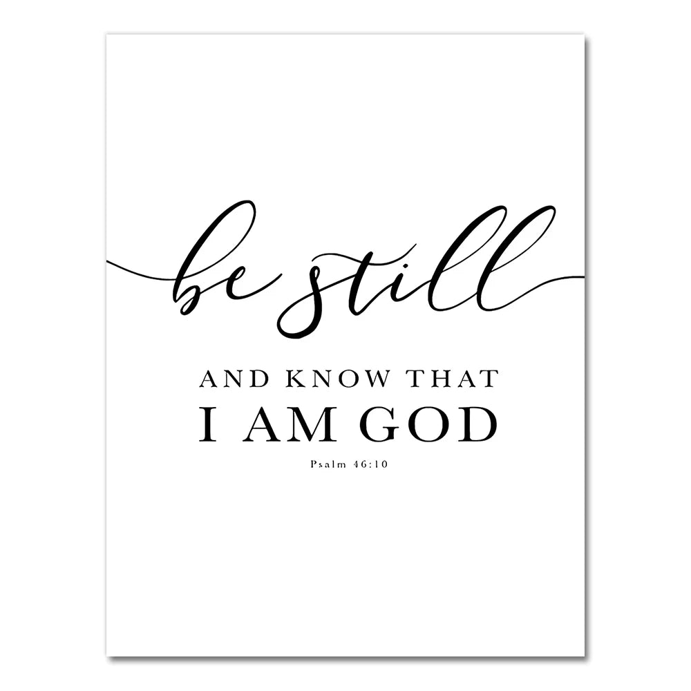 affiche murale texte biblique calligraphie noire toile blanche décoration intérieure minimaliste