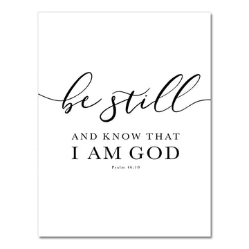 affiche murale texte biblique calligraphie noire toile blanche décoration intérieure minimaliste
