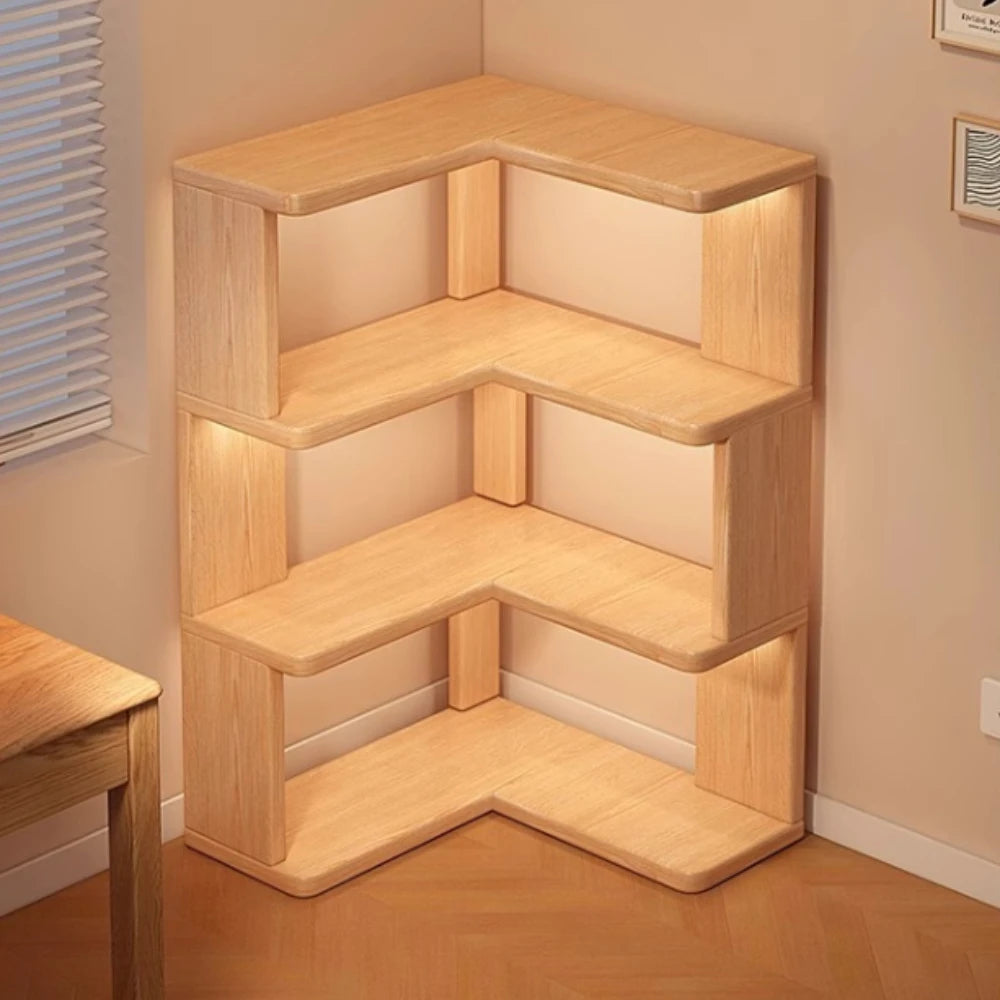 étagère d'angle bois naturel moderne étagère rangement bois multiétagée assemblage maison contemporaine