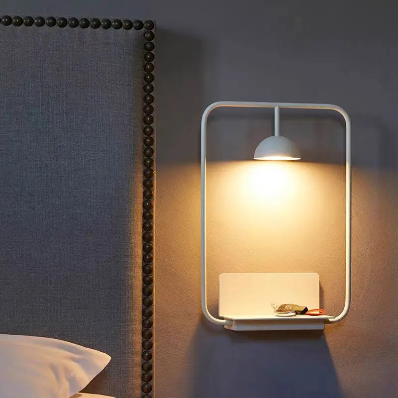 lampe led moderne minimaliste noir blanc support mural interrupteur câble chambre salon