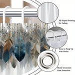 rideau douche boho chic plumes bleu beige opacité tissu polyester robuste lavable machinecoration salle