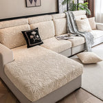 housse canapé extensible beige fleurs imprimées moderne salon tissu jacquard protection animaux