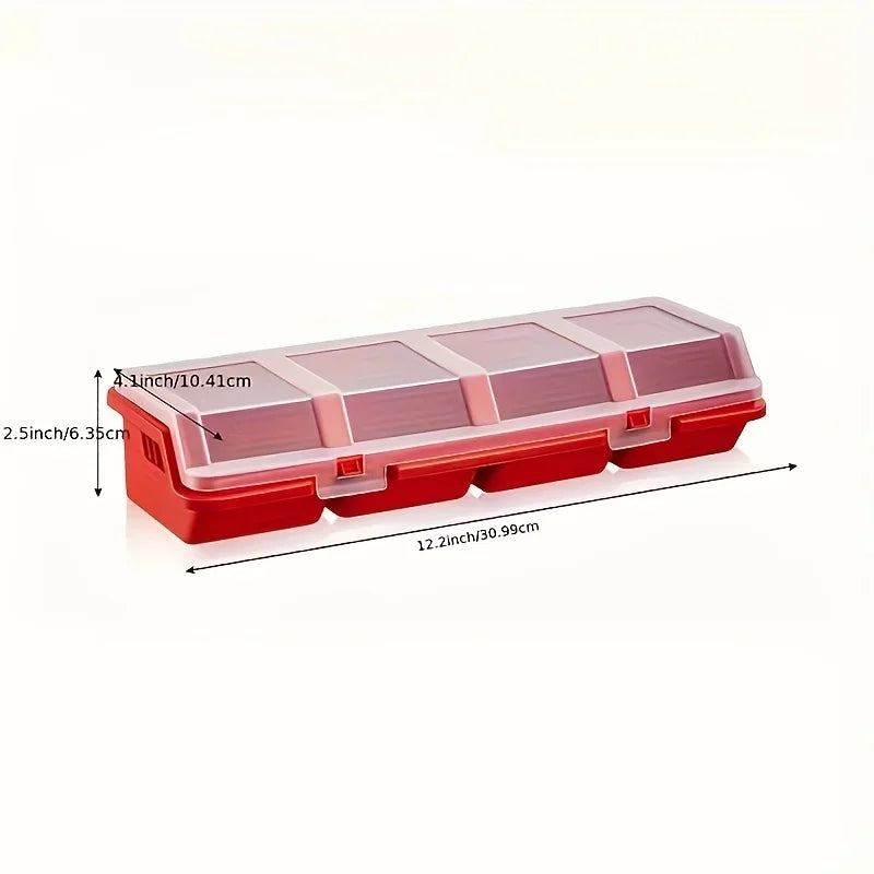 boîte outils rouge transparente clips vis écrous plastique durable pratique