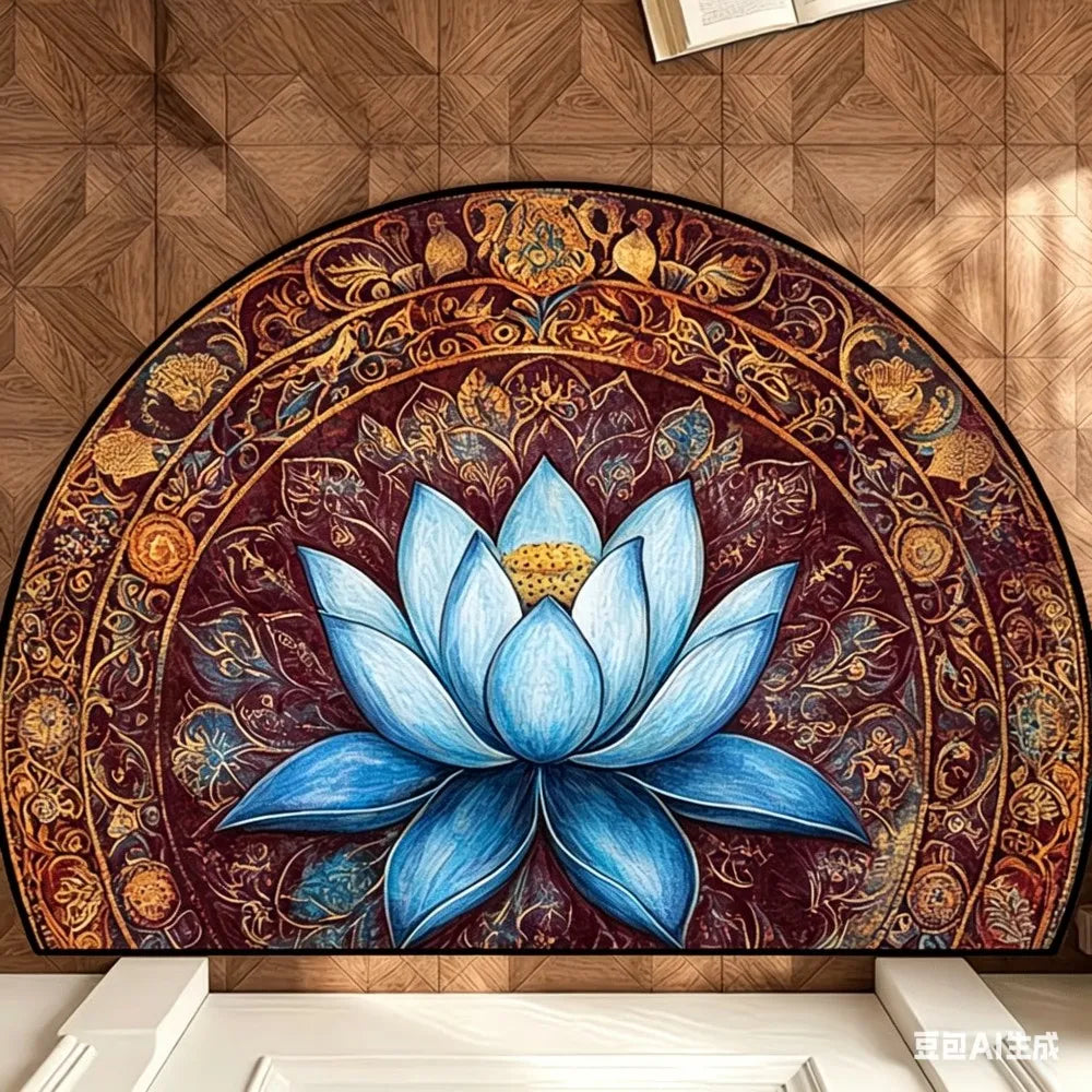 tapis antidérapant fleur lotus motifs floraux ethnique intérieur extérieur 40x60cm 50x80cm 60x90cm