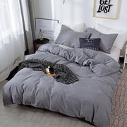 housse couette gris bleu rose bleu foncé tissu uni moderne minimaliste ensemble literie taies
