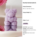bougies parfumées forme nounours parfum rose couleur violet rouge blanc aromathérapie