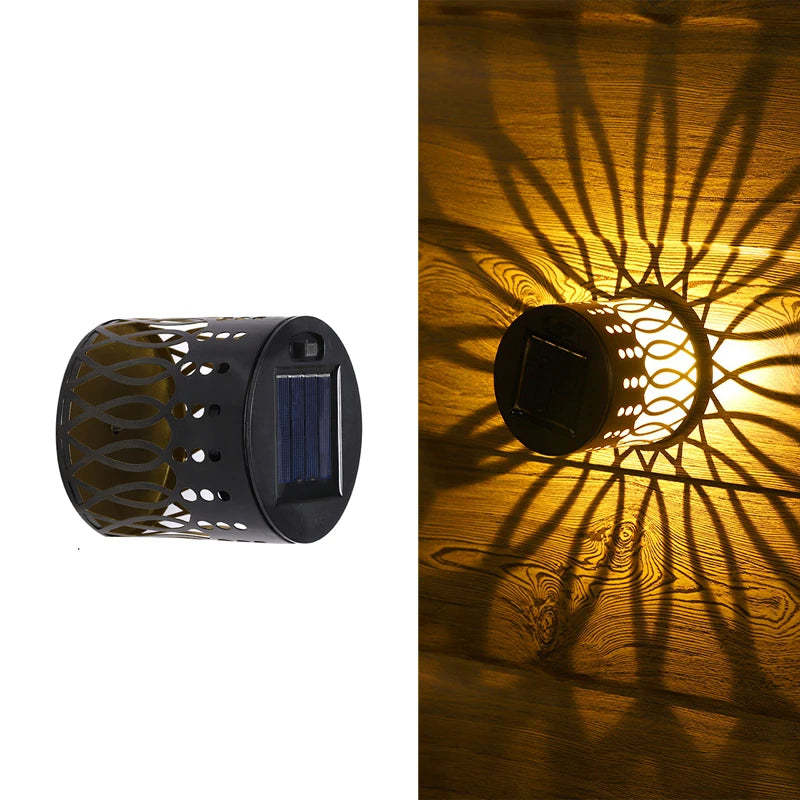 lanterne solaire vintage noire dorée ajourée ip65 led adhésive extérieure jardin patio
