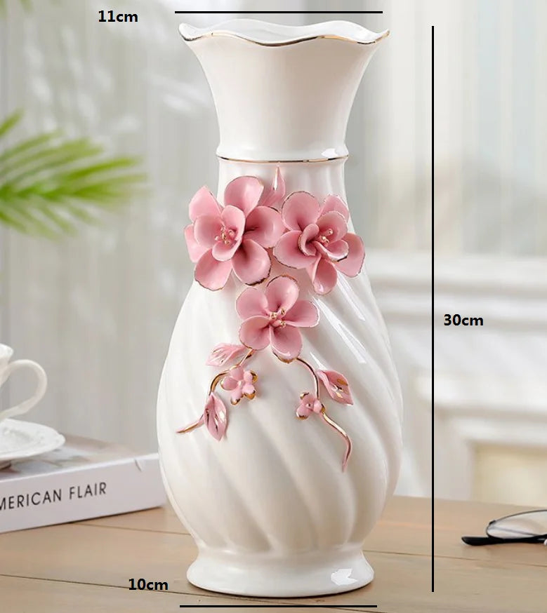vase porcelaine céramique fleurs relief blanc classique moderne décoration table