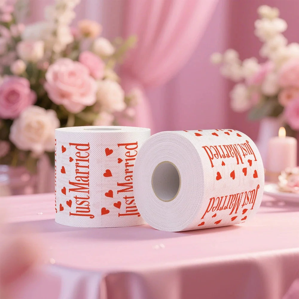 papier toilette just married thème festif personnages mariage ballons colorés tringle festive blanc