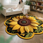 tapis fleur tournesol jaune vert moderne 60x60cm polyester antidérapant salon chambre