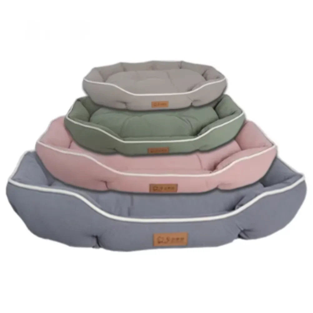 lit chien rose clair velours côtelé taille xl xxl coussin amovible confortable uni mecanical