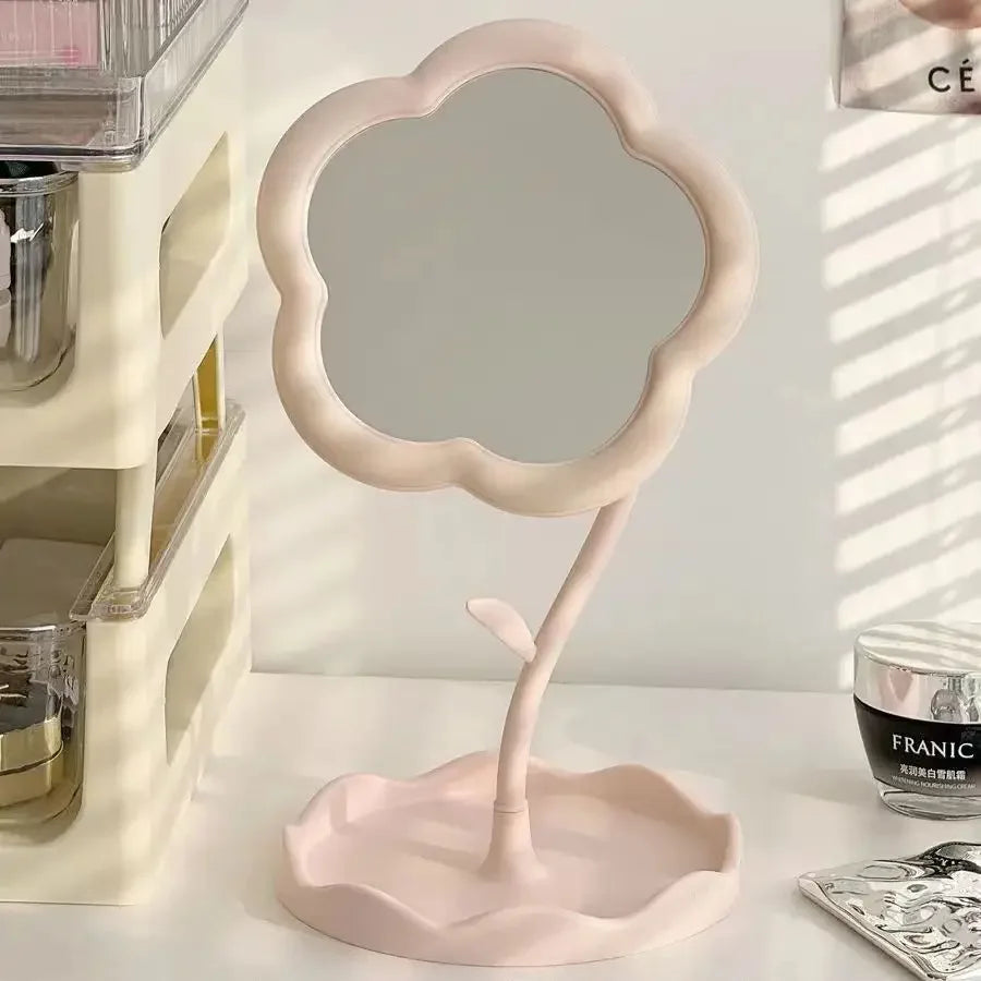 miroirs table décoratifs fleurs rose blanc jaune tulipes marguerites lisses mat kawaii chambre