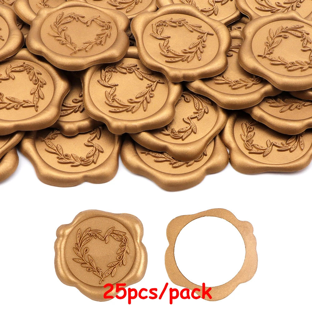 timbres cire classiques adhésifs blanc bleu doré rose feuilles empreintes pieds roses enveloppes cartes