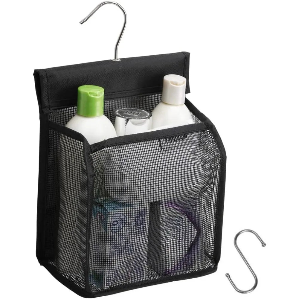 organisateur suspendu bain noir gris blanc maille polyestère pliable utilitaire crochet filetype tridimensionnel voyage