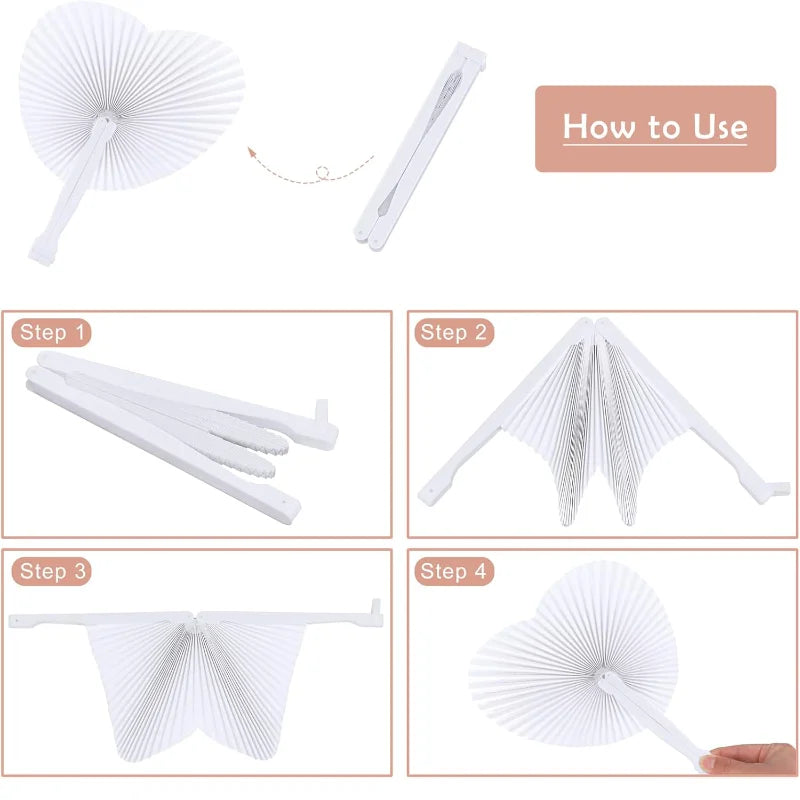 éventails pliants papier blanc rayures moderne minimaliste poignées plastique décoration fête anniversaire mariage