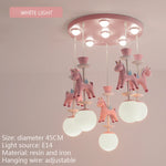 suspension lumineuse verre résine chevaux arc ciel moderne bleu rose enfant blanc contemporain