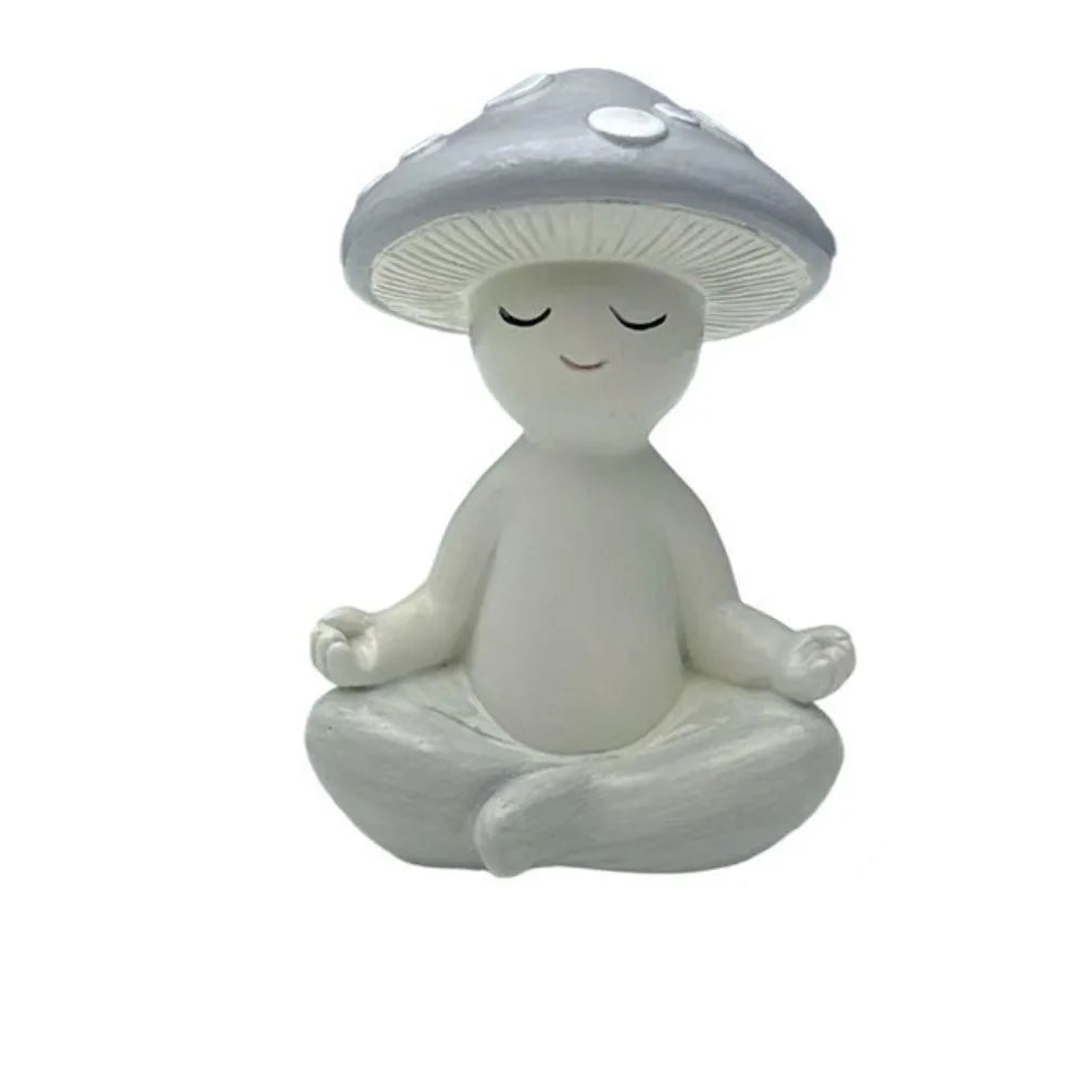 statuette champignon résine polie moderne minimaliste blanc beige marron clair taches blanches texture mat