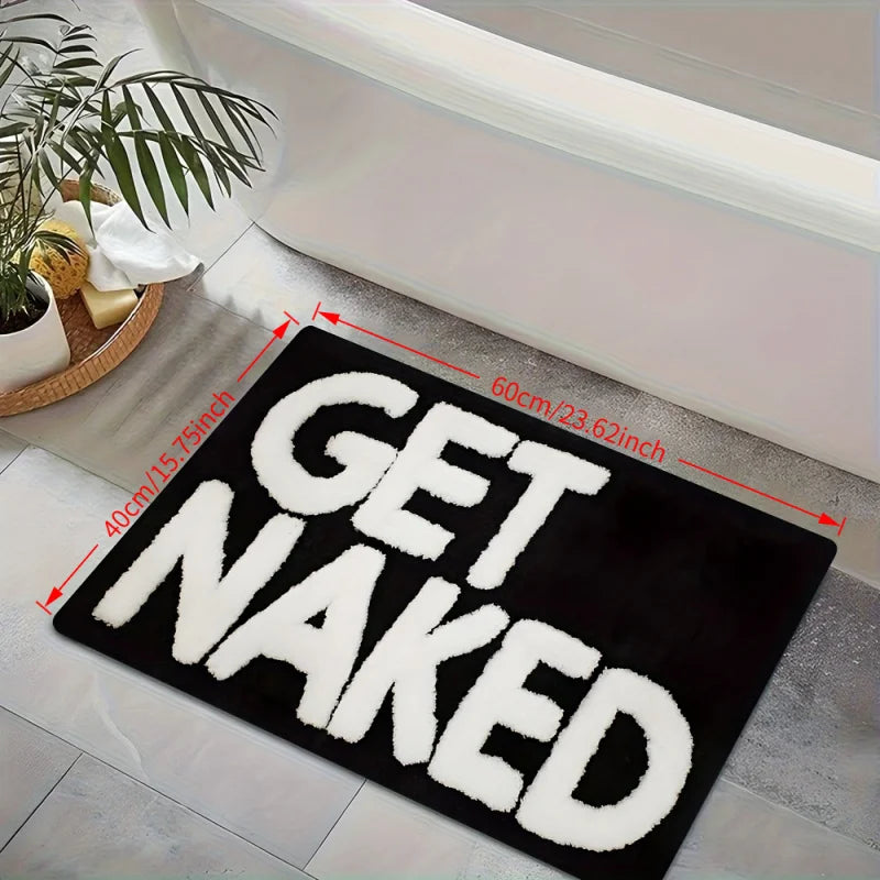 tapis bain moderne noir lettres blanches antidérapant salon salle bain