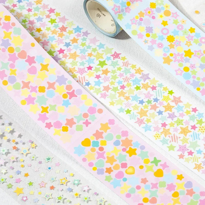 ruban decoratif multicolore etoiles coeurs cercles adhésif manuel diy collage enfants