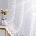 rideau blanc moderne polyester translucide motifs fleurs 1pc chambre salon