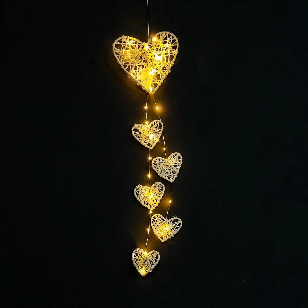 guirlande lumineuse coeurs étoiles feuilles blanche rose rouge décorative artisanale chambre anniversaire