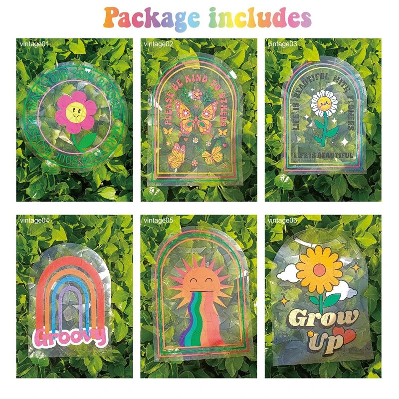 Lot de 6 stickers attrape-soleil PVC colorés