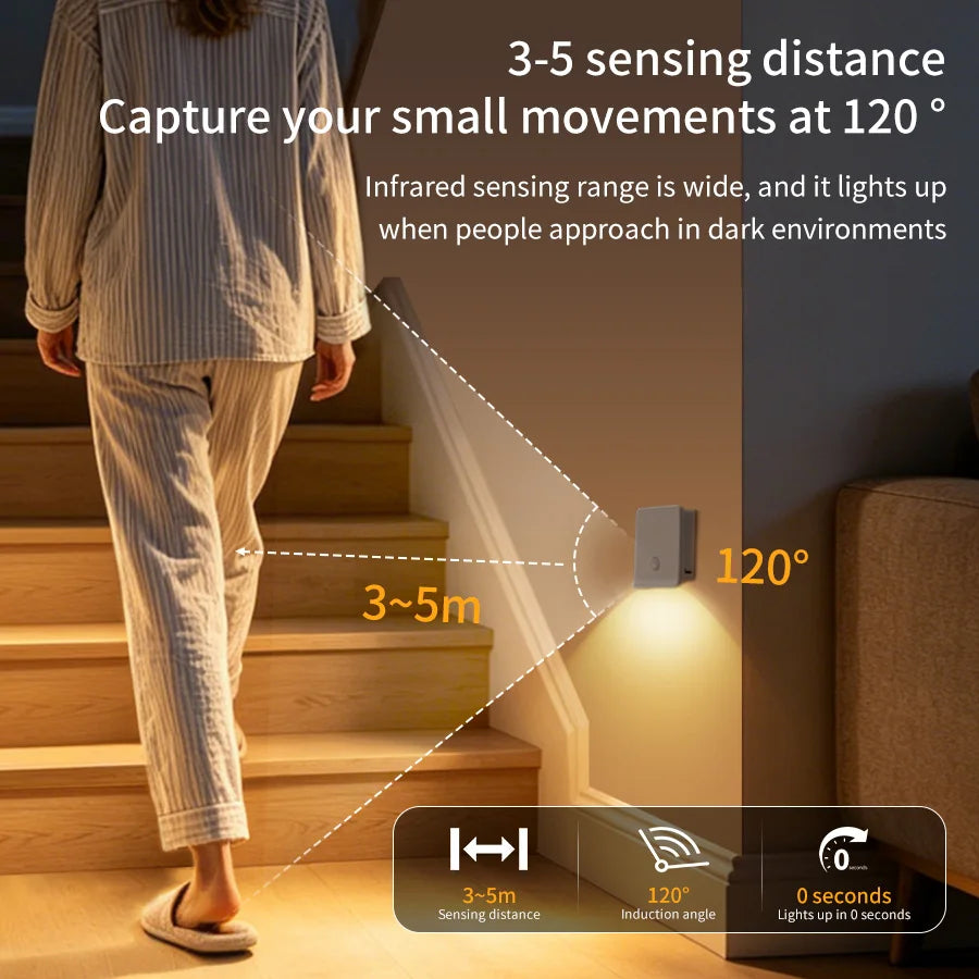 veilleuse mur capteur mouvement rechargeable blanc moderne interrupteur tactile adhésif led 60lm 249lm sécurité