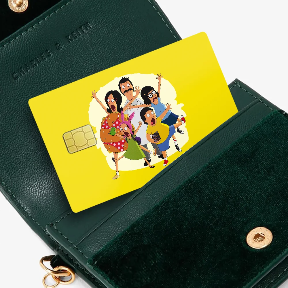 sticker adhésif carte crédit dessin animé bob's burgers the movie waterproof réutilisable bleu jaune