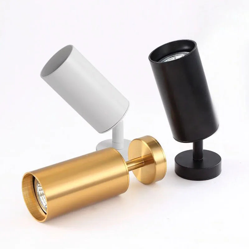 Spot orientable LED blanc noir doré minimaliste ampoule vis fixé