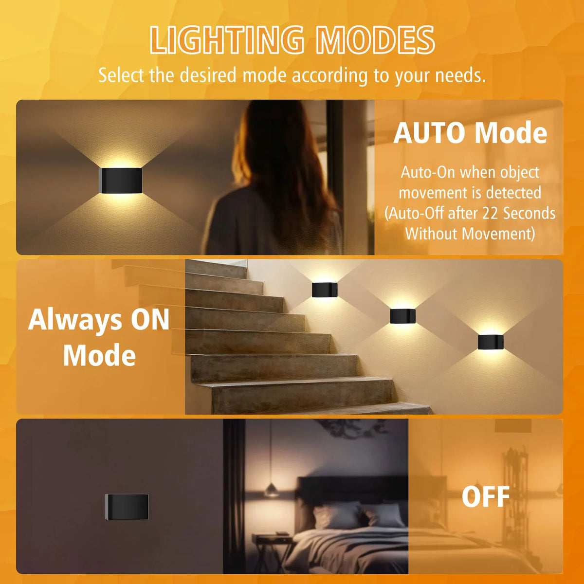 applique murale led rechargeable noir contemporaine capteur infrarouge télécommande chambre coucher étude entrée