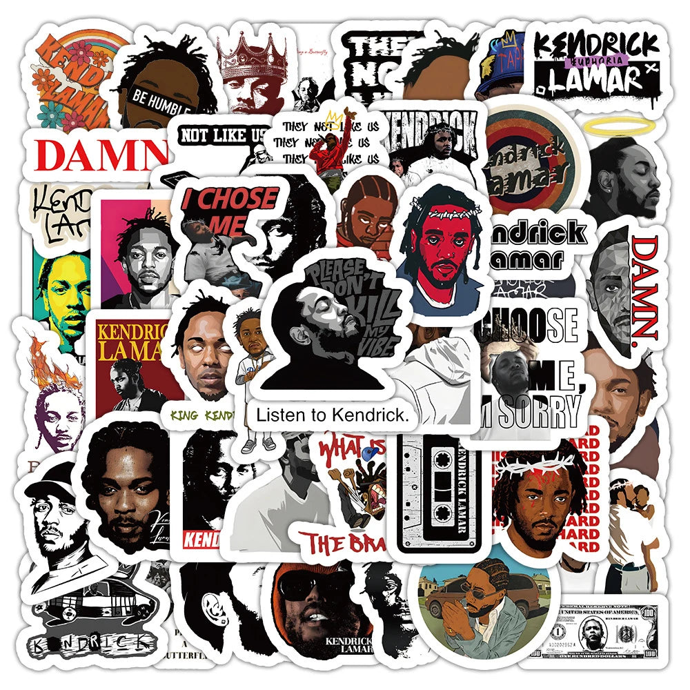 stickers adhésifs pop art graphiques portraits citations logos noir blanc gris rouge vert bleu