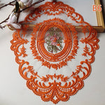 serviettes table blanc broderie florale dentelle classique vintage mariage festivité
