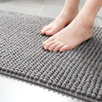 tapis bain gris rose boules relief antidérapant moderne sol epais chenille