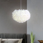 lampe suspendue moderne plumes blanc salon chambre coucher lumière intérieure décoration maison