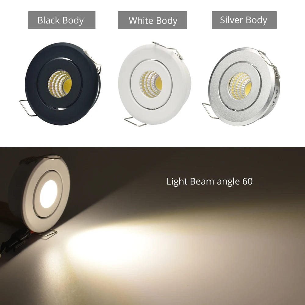 Spot LED noir blanc argent 3W 40 45mm 90 260V clips modernes