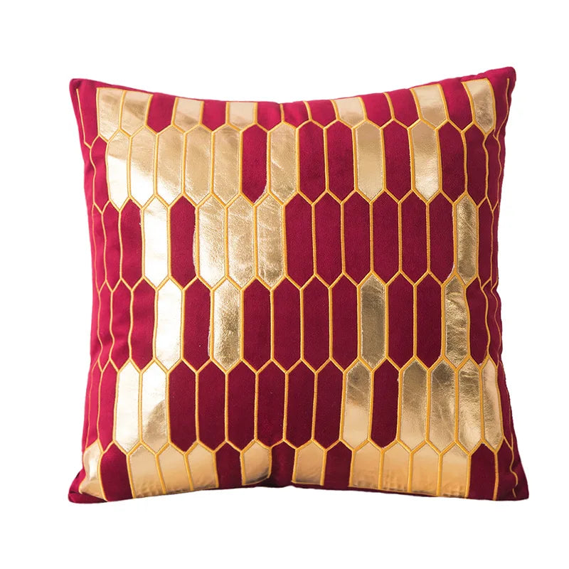 taies d'oreiller géométriques polyester solides couleur rouge doré blanc contemporains lit sofa decoration