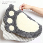 tapis bain gris blanc empreintes pieds doux moelleux moderne absorption d'eau