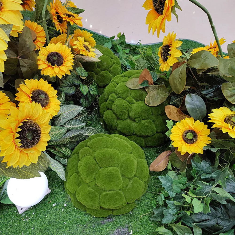 décoration extérieure boule mousse artificielle verte texturée moderne herbe imitation naturelle accrochée maison jardinhôtel