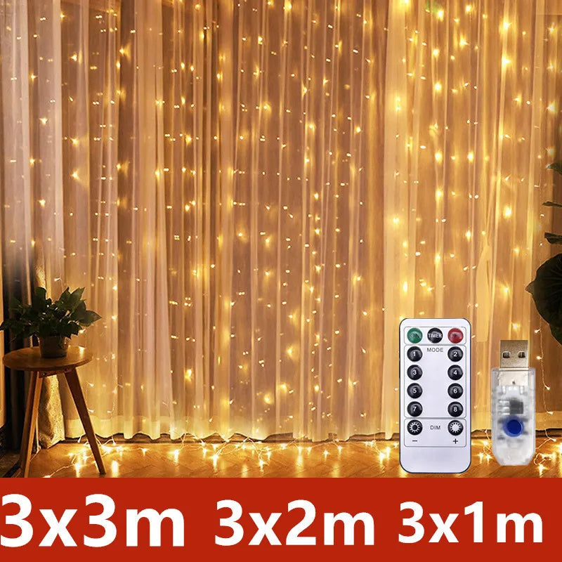 rideau lumineux led blanc moderne télécommande 5v ip65 adaptable 3x3m 3x2m 3x1m