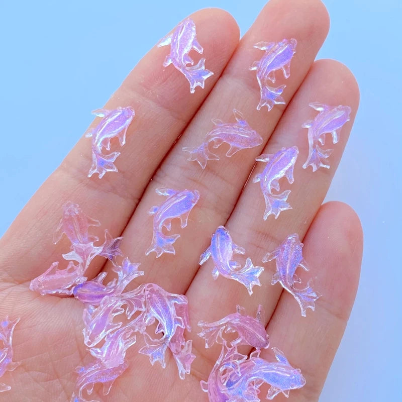 poissons résine miniature transparents violet bleu jaune rose décoration mariage scrapbooking ongles artisanat artificiels