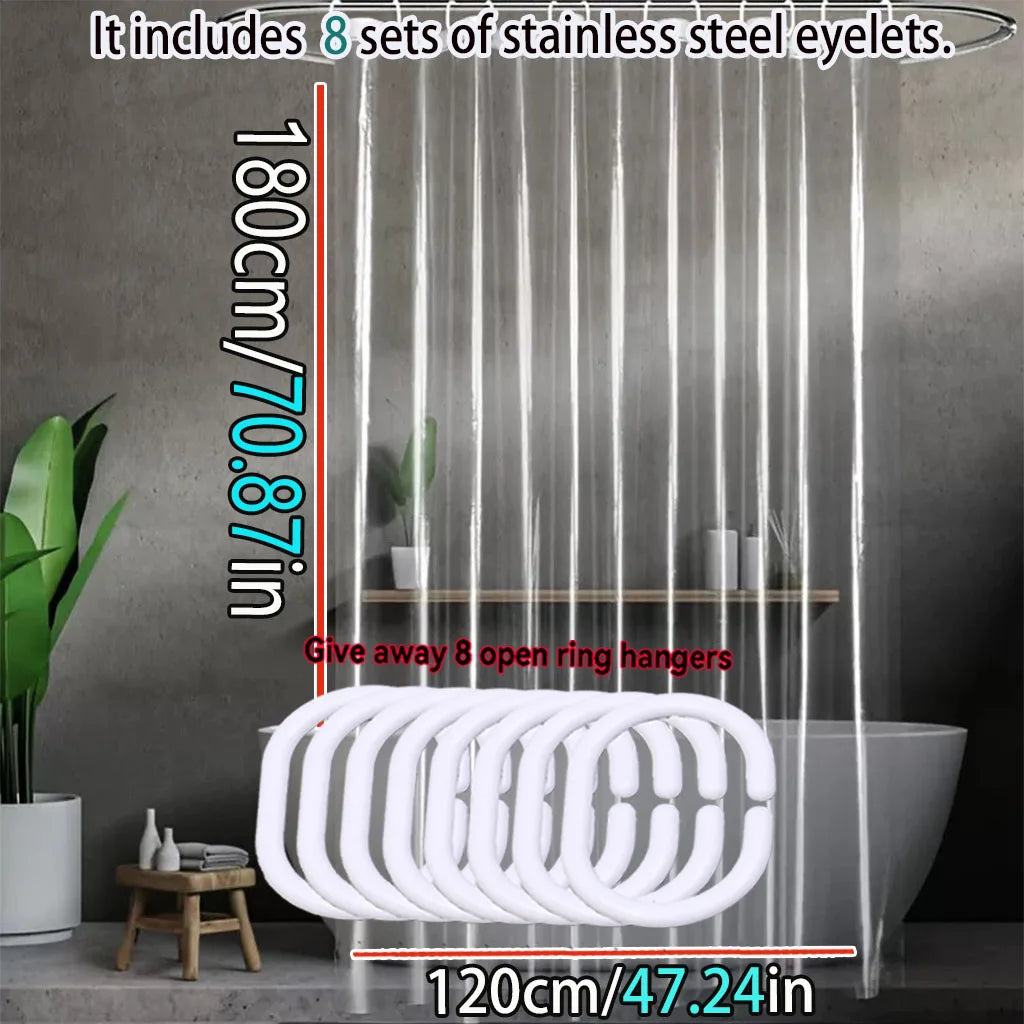 rideau douche moderne transparent rayures verticales 180cm 120cm 200cm 12 inoxydables