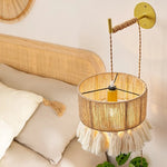 lampe murale bohème tressée franges beige or chambre salle manger éclairage quotidien LED semi