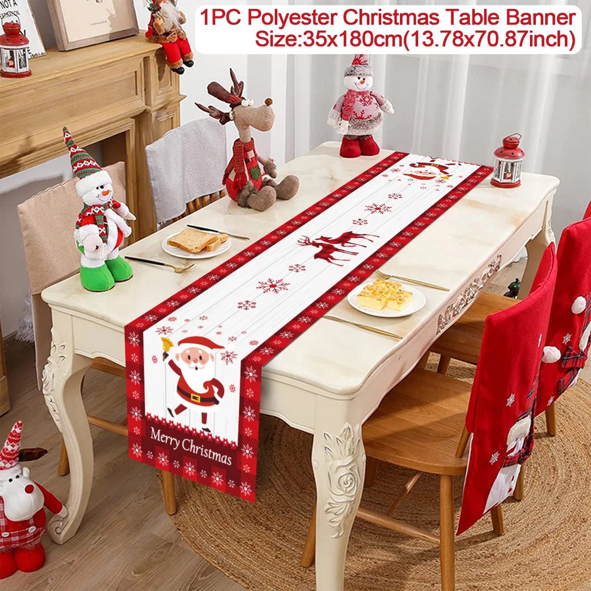 table noël rouge blanche verte noël oiseaux flocons poinsettias sapins festive