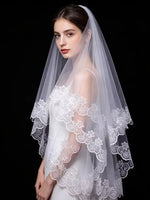 voile mariée blanc dentelle florale classique 140cm 280cm