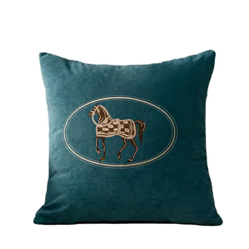 coussin jaune motif cheval moderne taie d'oreiller polyester coton respectueux environnement zipper 45cm 45cm